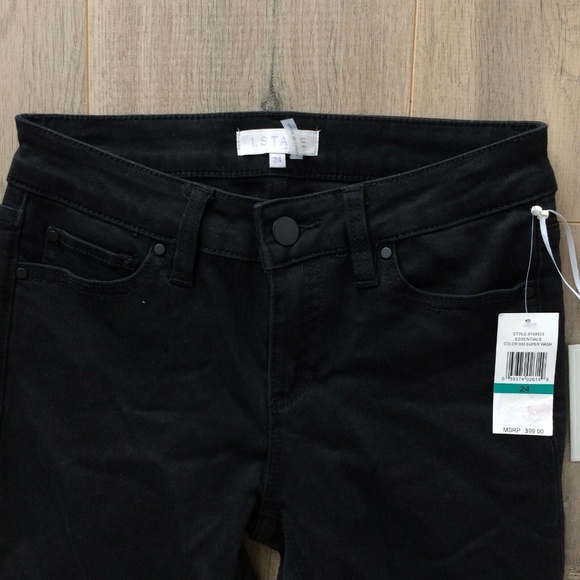 1.STATE Frayed Released Hem Skinny Black Jeans - Picture 3 of 7